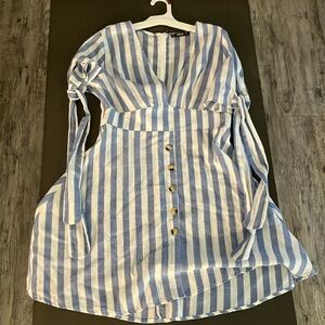Blue and white stripped dress
